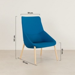 Butaca Azul Patas Madera Bow de Forma 5