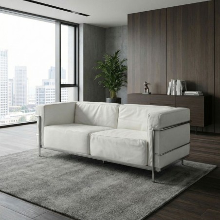 Sofá Recepción Oficina Piel Blanca Lecor de Kunna - Montiel