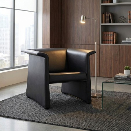 Sillón Recepción Oficina Piel Negra de Kron - Montiel