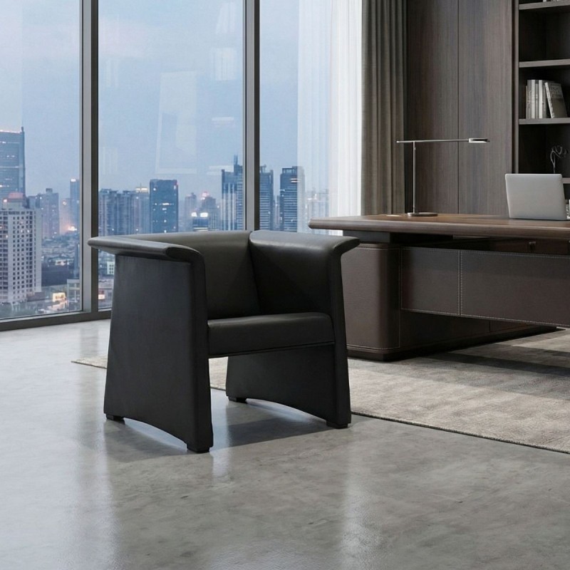 Sillón Recepción Oficina Piel Negra de Kron - Montiel