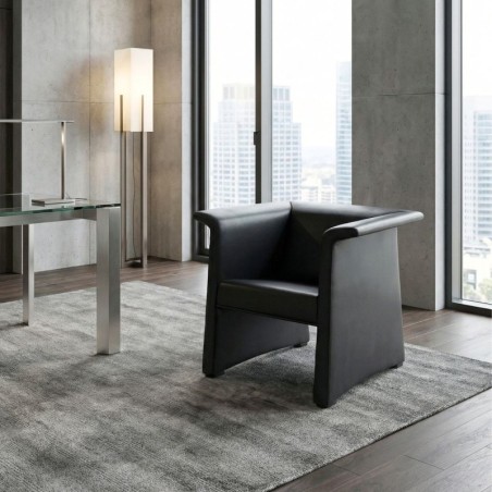 Sillón Recepción Oficina Piel Negra de Kron - Montiel