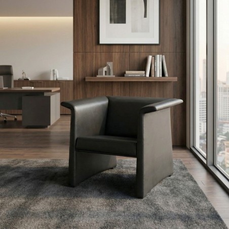 Sillón Recepción Oficina Piel Negra de Kron - Montiel