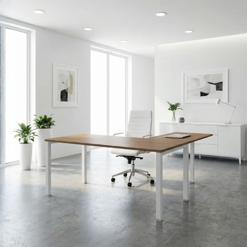 Mesa Escritorio en L Nogal Slow Basic de Kunna - Montiel