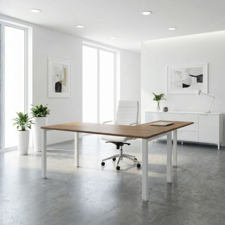 Mesa Escritorio en L Nogal Slow Basic de Kunna - Montiel