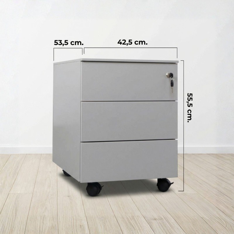 Cajonera Metálica Gris de Oficina Praga de Kunna - Montiel