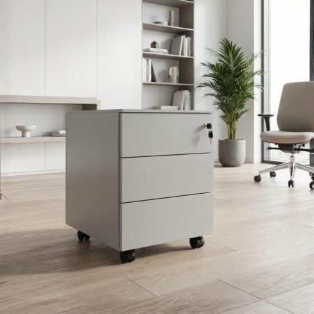 Cajonera Metálica Gris de Oficina Praga de Kunna - Montiel