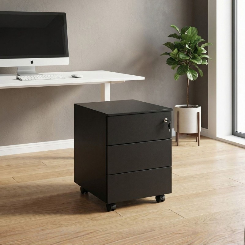 Cajonera 3 cajones Metálica Negra Praga de Kunna - Montiel