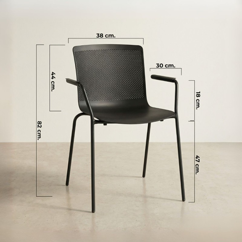 Silla 4 patas con Brazos Negra Glove de Forma5 - Montiel