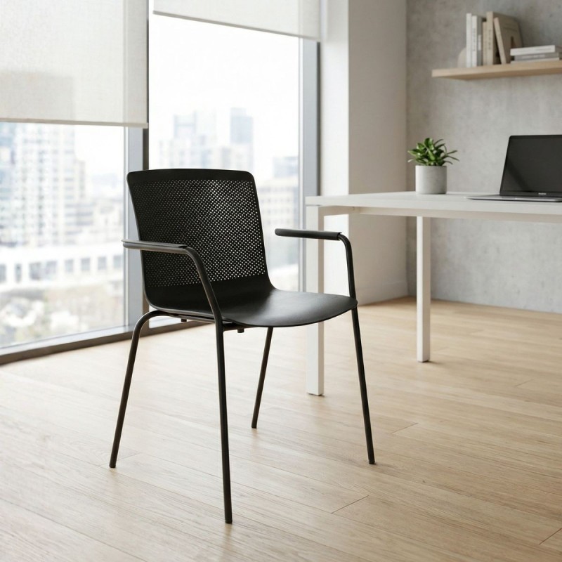 Silla 4 patas con Brazos Negra Glove de Forma5 - Montiel