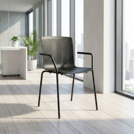 Silla 4 patas con Brazos Negra Glove de Forma5 - Montiel