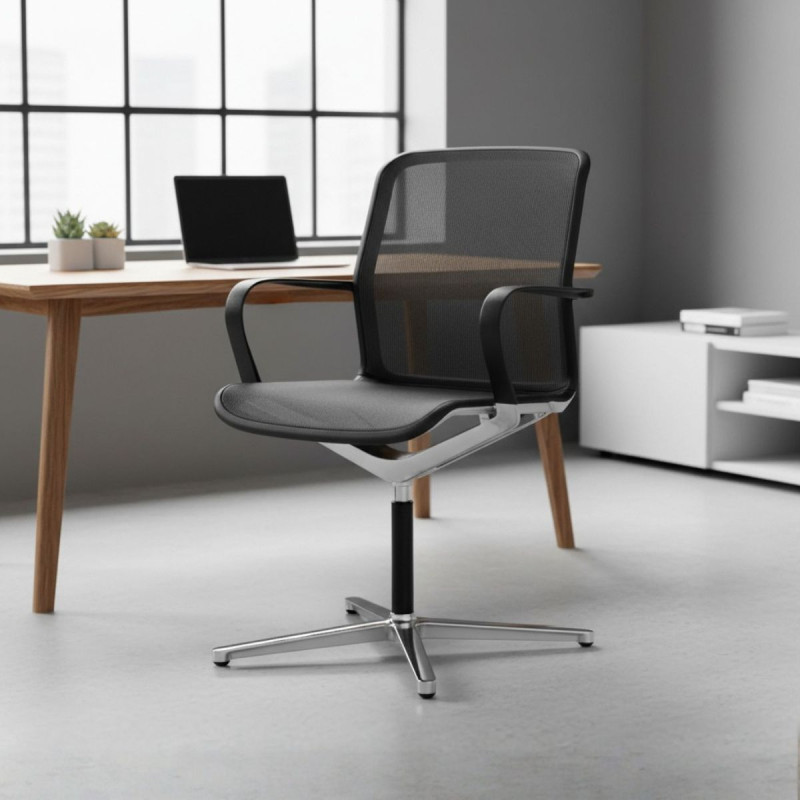 Silla Confidente de Malla Negra Filo de Bene - Reoffice