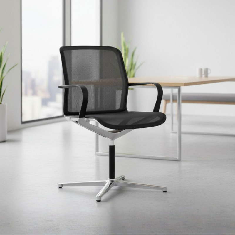 Silla Confidente de Malla Negra Filo de Bene - Reoffice