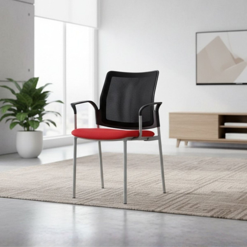 Silla Confidente Fija Negra y Roja Urban de Actiu