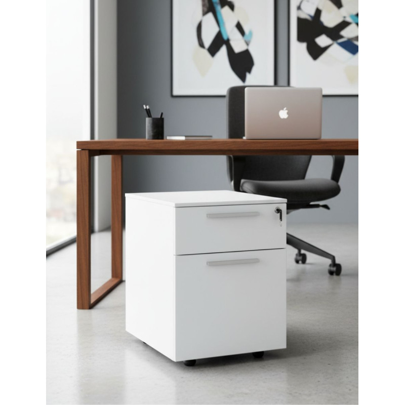 Cajonera Madera Blanca con 2 Cajones de Steelcase - Montiel
