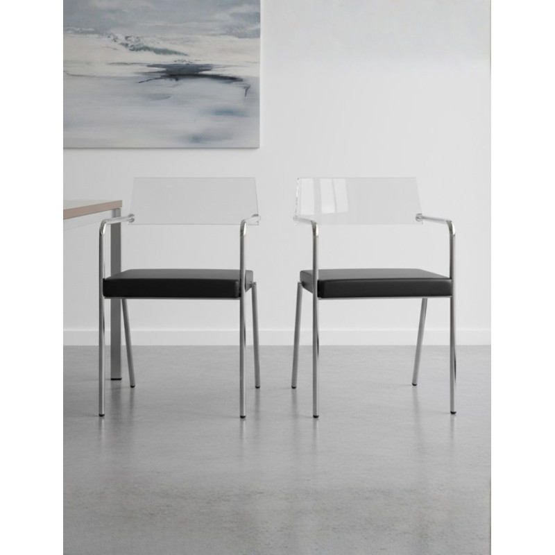 Silla Confidente Respaldo Transparente MM1728 - Montiel