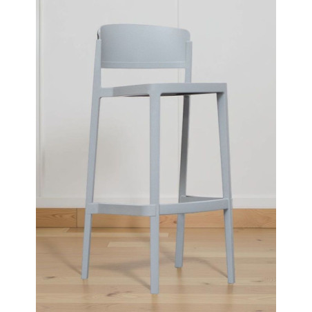 Taburete con Respaldo Gris de Leber - Reoffice