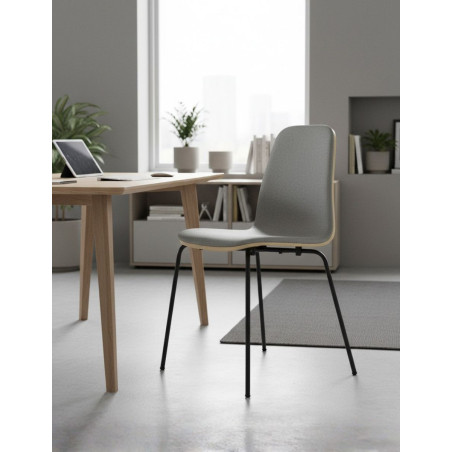 Silla de Madera acolchada Gris Canele - Montiel