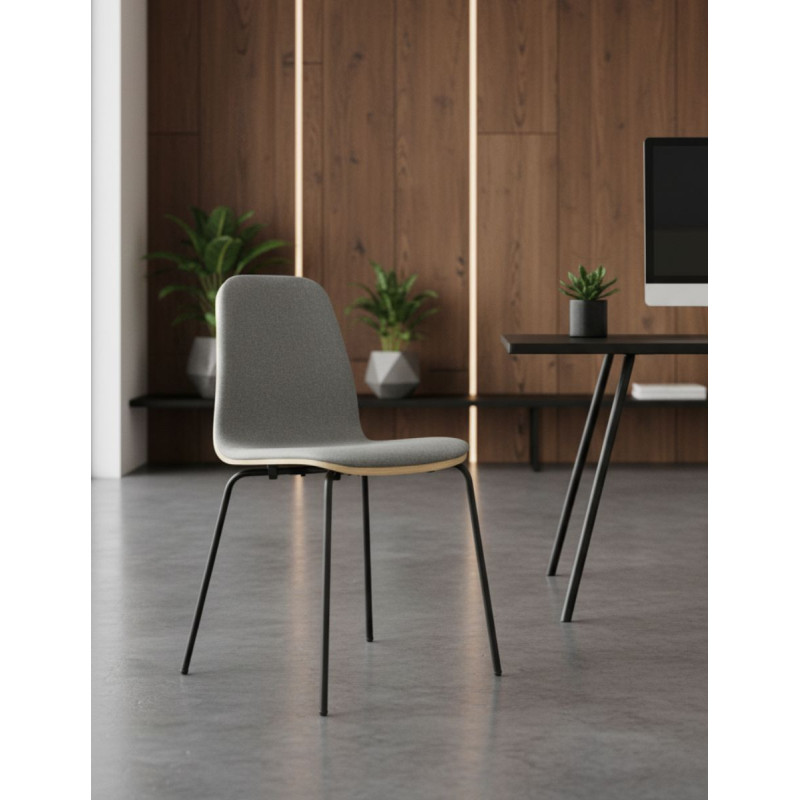 Silla de Madera acolchada Gris Canele - Montiel