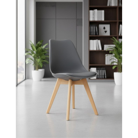 Silla Gris Estilo Nórdico con Patas Madera - Montiel