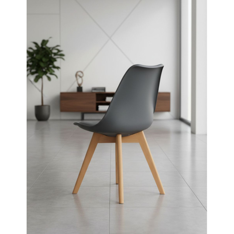 Silla Gris Estilo Nórdico con Patas Madera - Montiel