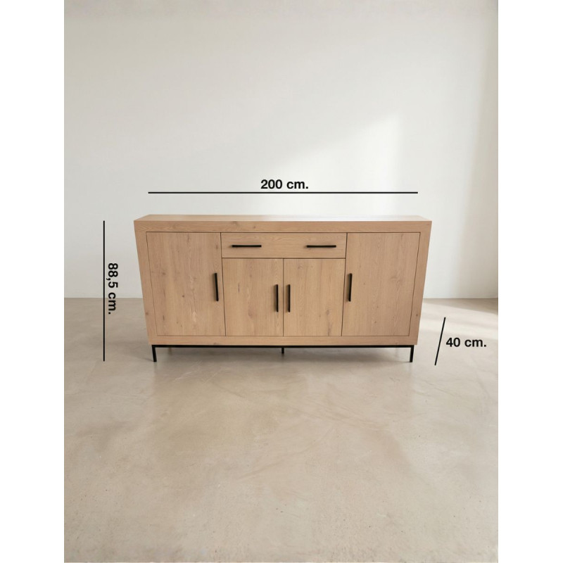 Mueble Aparador Roble 200x40 cm. Pastrana de Bogal - Montiel