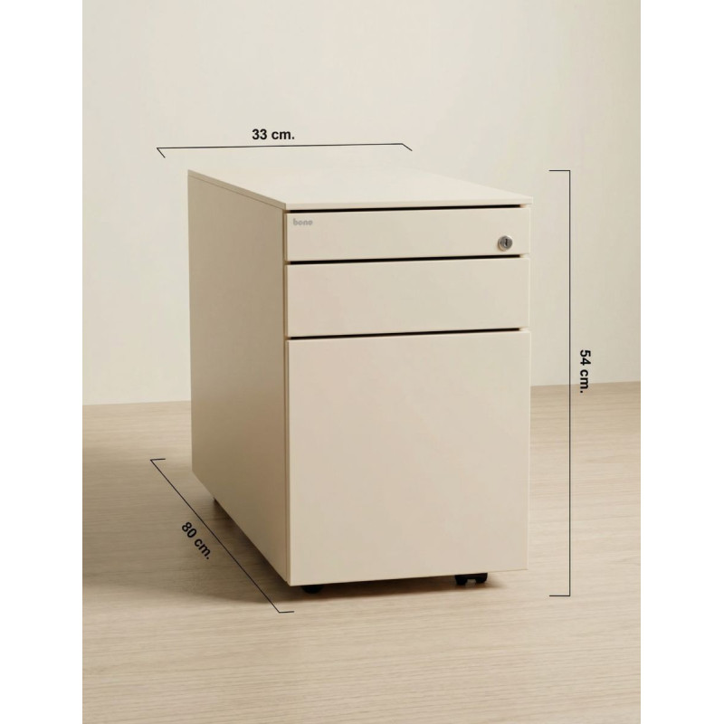 Cajonera Madera Blanca con ruedas de Bene - Montiel