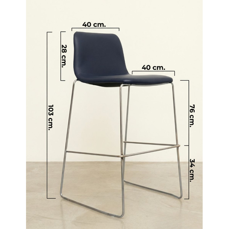 Taburete Apilable Alto con Respaldo Viv de NaugthOne