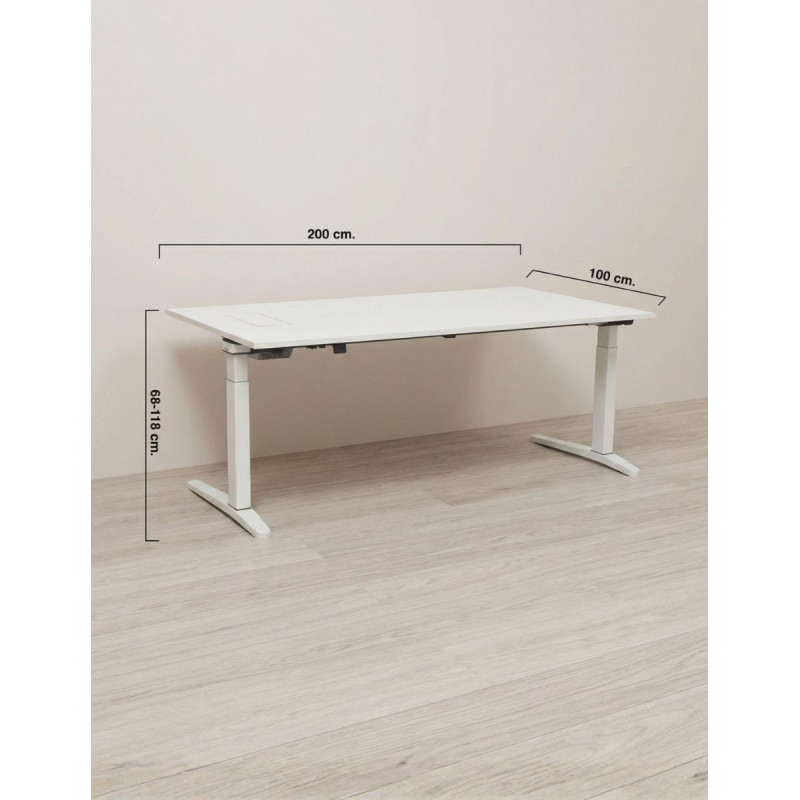 Mesa Blanca Elevable con Pantalla Táctil - Montiel