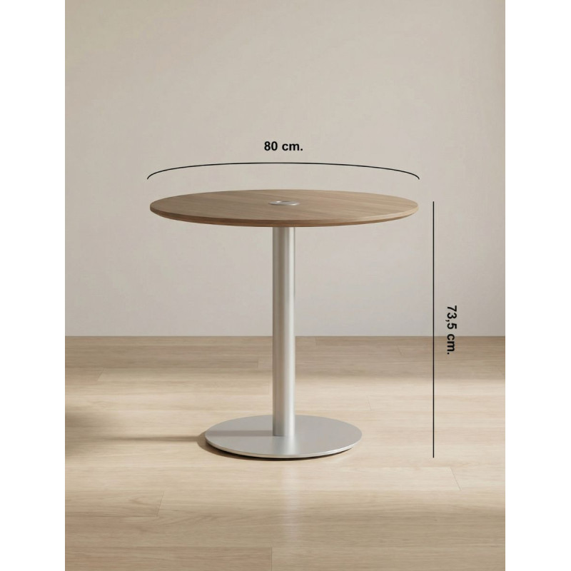 Mesa de reuniones madera redonda 80 cm - Reoffice