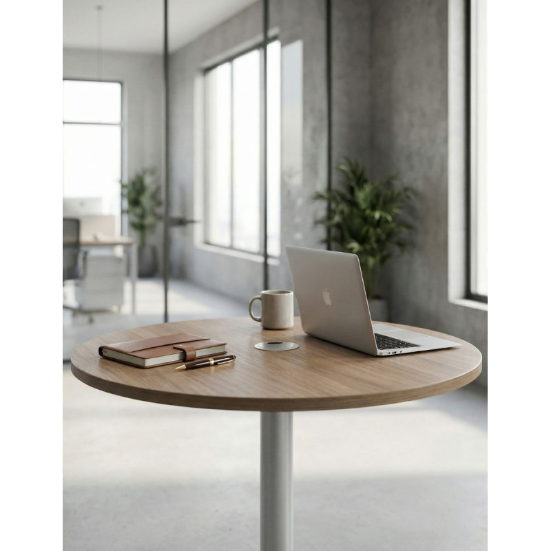 Mesa de reuniones madera redonda 80 cm - Reoffice