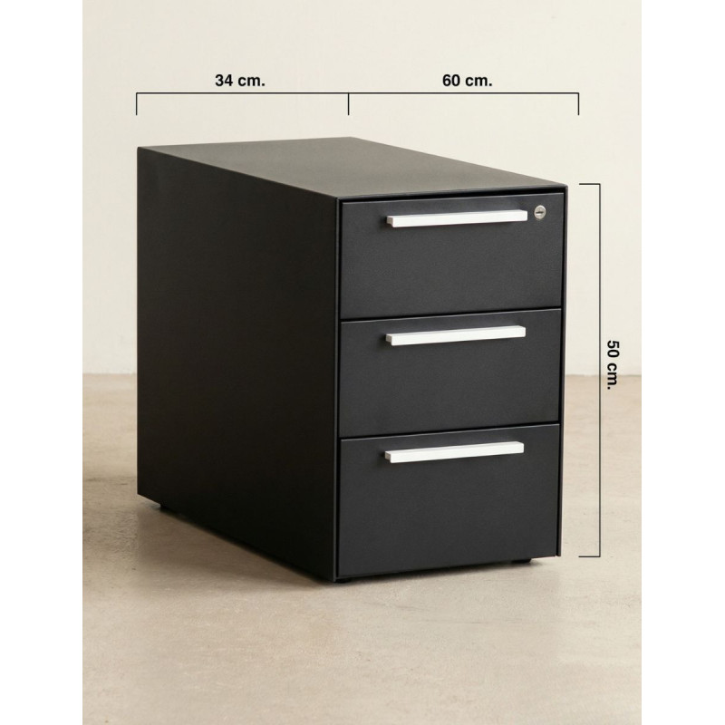 Cajonera 3 cajones Metálica Negra de Steelcase - Montiel