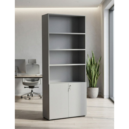 Armario Alto con Puertas Bajas Abatibles Gris - MONTIEL