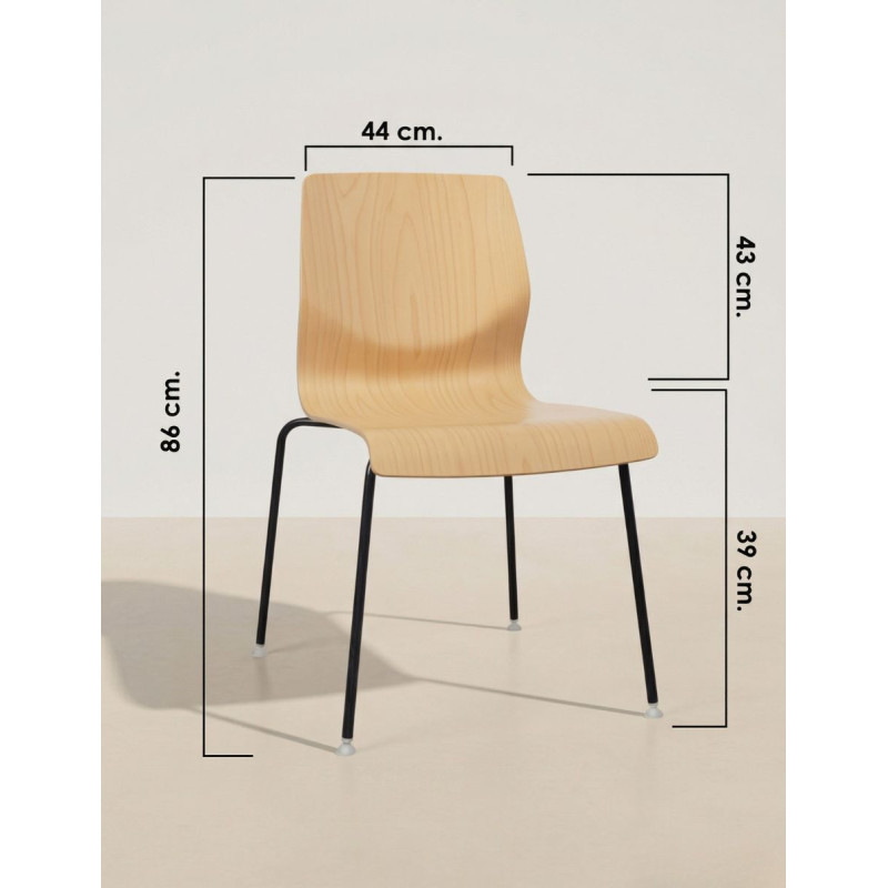 ▷ Silla Madera Sin Brazos Curvae de Forma 5 - Montiel