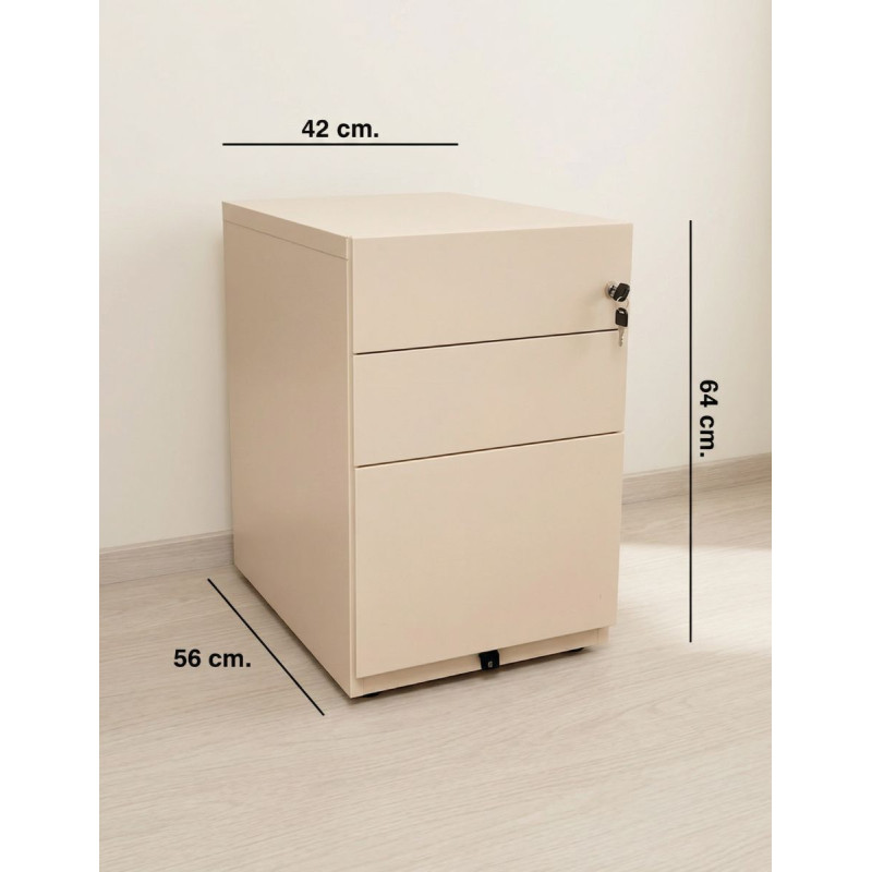 Cajonera Beige Metálica 3 Cajones de Bisley - Montiel