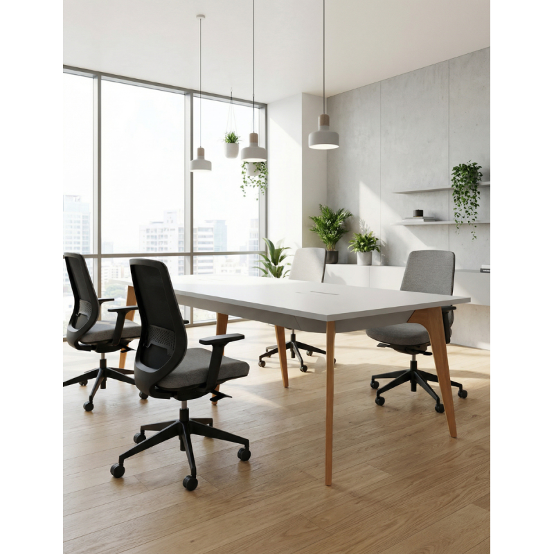 Mesa Blanca Rectangular Altura Media de Benne - Montiel