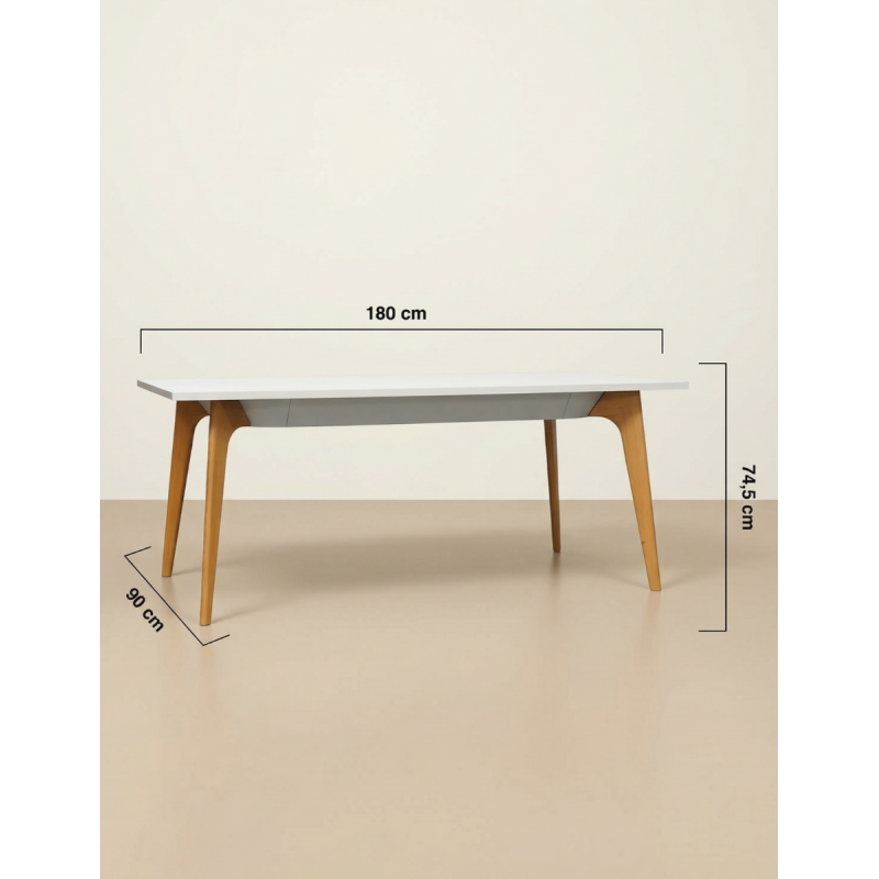 Mesa Blanca Rectangular Altura Media de Benne - Montiel