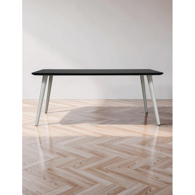 Mesa Recta con Patas Blancas y Tablero Negro de Arper - Montiel