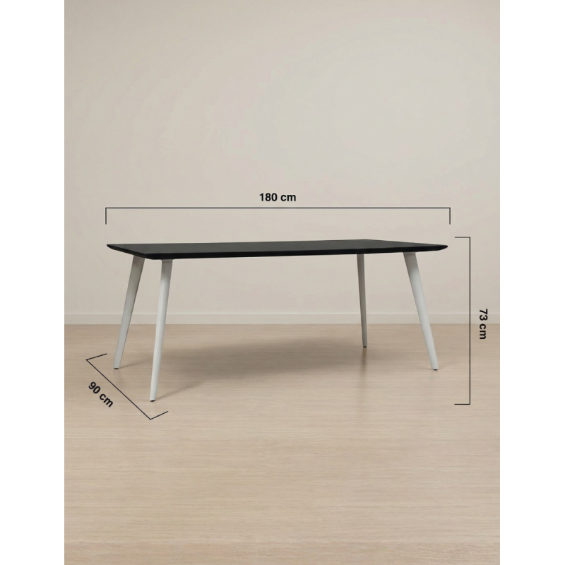 Mesa Recta con Patas Blancas y Tablero Negro de Arper - Montiel