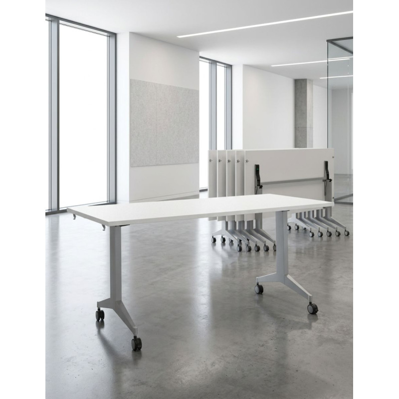 Mesa Blanca Plegable con Ruedas T6 de Herpesa - Montiel
