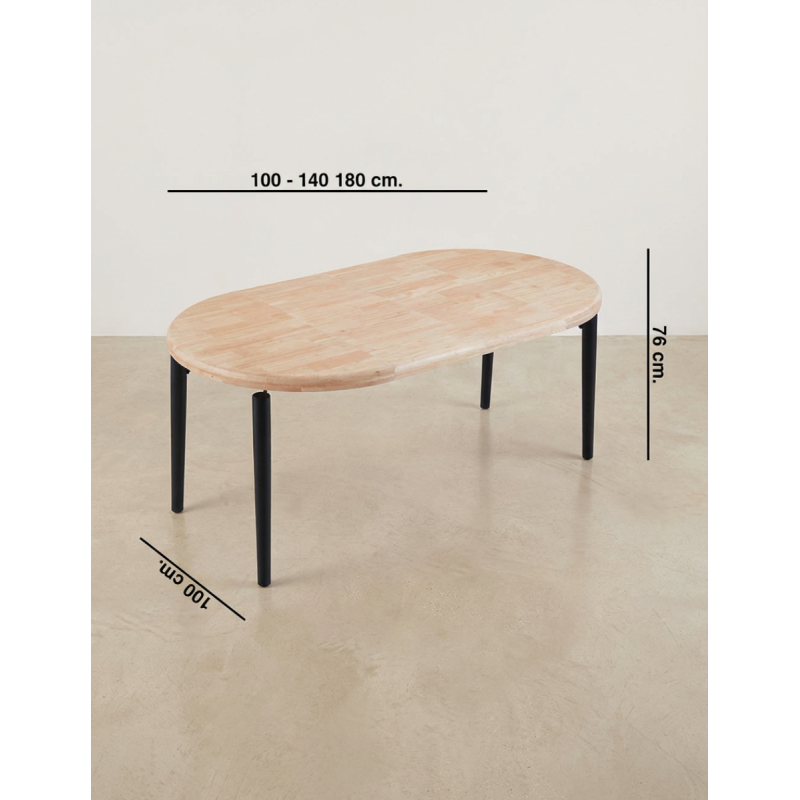 Mesa Extensible 100-140-180 cm. de Madera Moon - Montiel