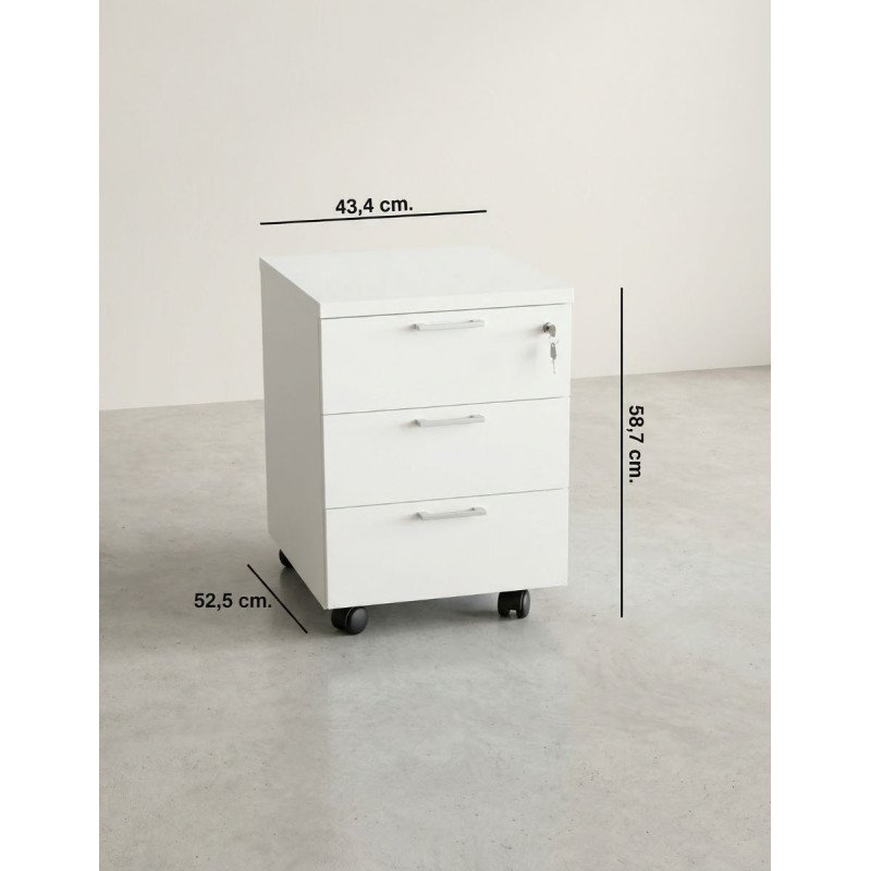 Cajonera Madera con Llave y Ruedas de Kunna - Montiel