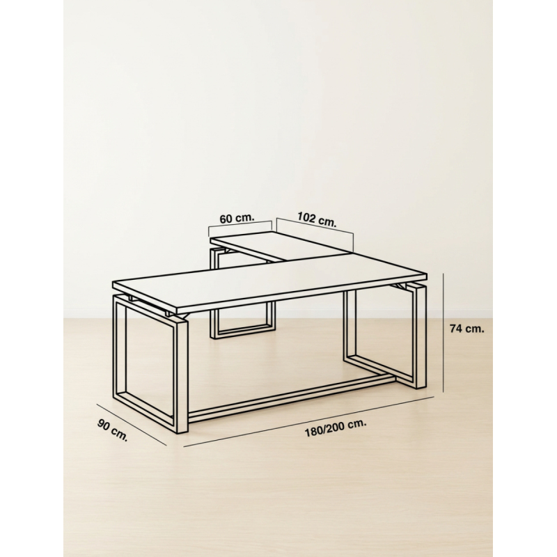 Mesa Dirección de Cristal con Ala Volga de Euromof - Montiel