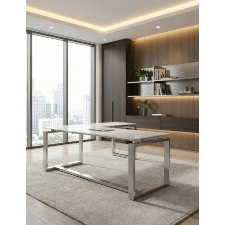 Mesa Dirección de Cristal con Ala Volga de Euromof - Montiel