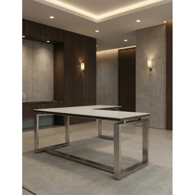 Mesa Dirección de Cristal con Ala Volga de Euromof - Montiel