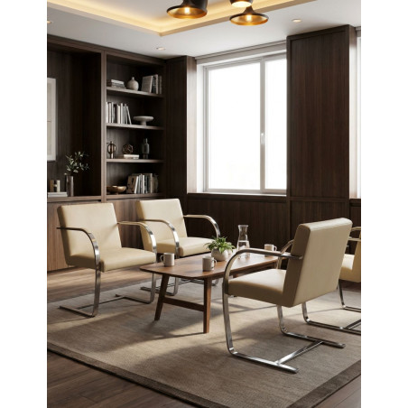 Sillón de Recepción Piel Beige Original MM1802 de Montiel