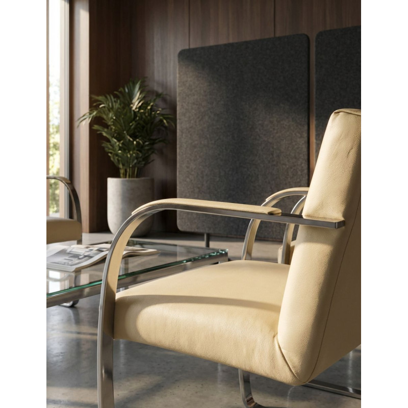 Sillón de Recepción Piel Beige Original MM1802 de Montiel