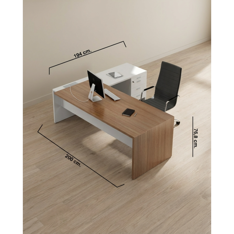 Mesa Dirección con Ala y Cajonera T45 de Quadrifoglio - Montiel