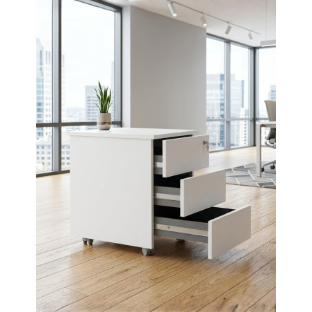 Cajonera Oficina de Madera Blanca de Forma 5 - Montiel