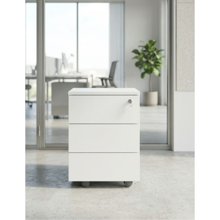 Cajonera Oficina de Madera Blanca de Forma 5 - Montiel