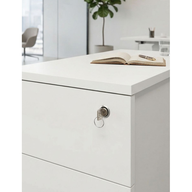 Cajonera Oficina de Madera Blanca de Forma 5 - Montiel